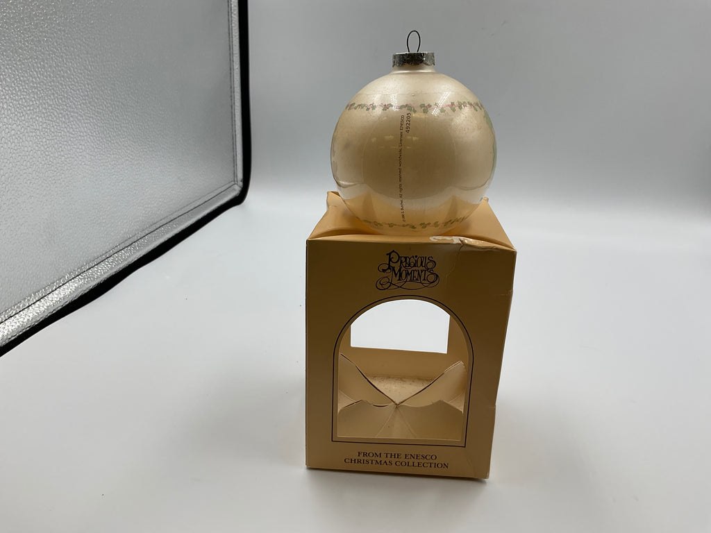 Vintage Precious Moments Ornament Merry Christmas Dear Glass Ball 1988 W/ Box