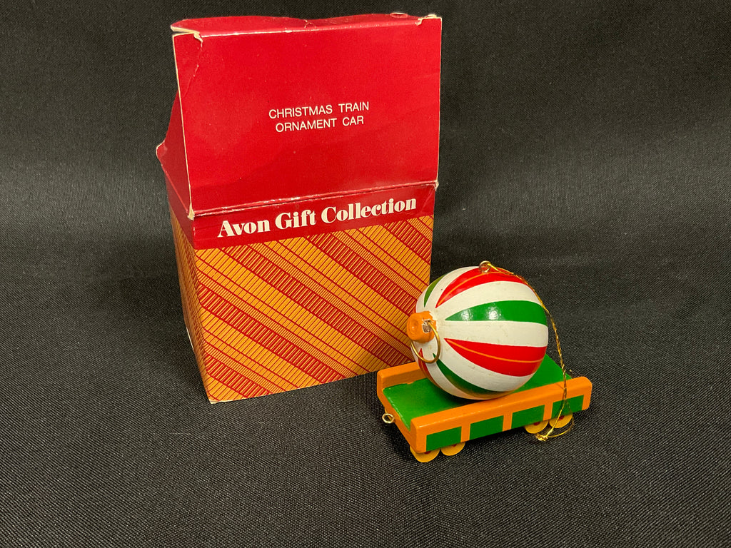 Avon Gift Collection Vintage 1987 Wooden Christmas Train Ornament Car in Original Box