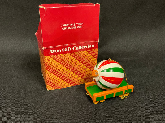 Avon Gift Collection Vintage 1987 Wooden Christmas Train Ornament Car in Original Box