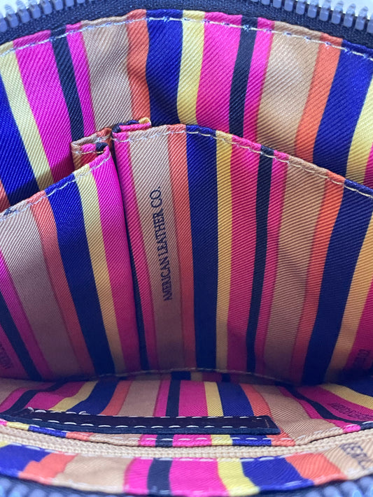 American Leather Co. Mercer Black Woven Shoulder Bag Bright Lining