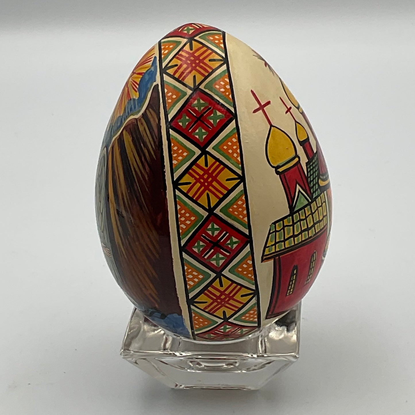 Hand Painted Vintage Russian Wooden Egg Original Artwork