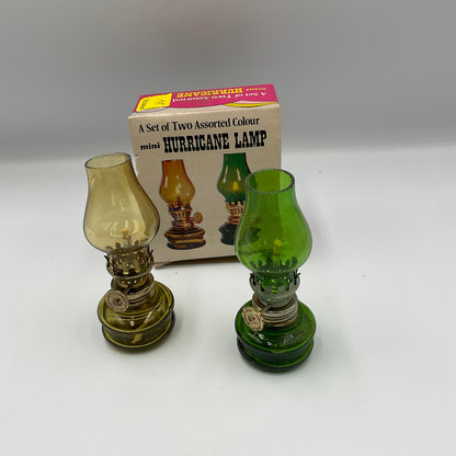 Vintage Mini Glass Oil Hurricane  Lamps
