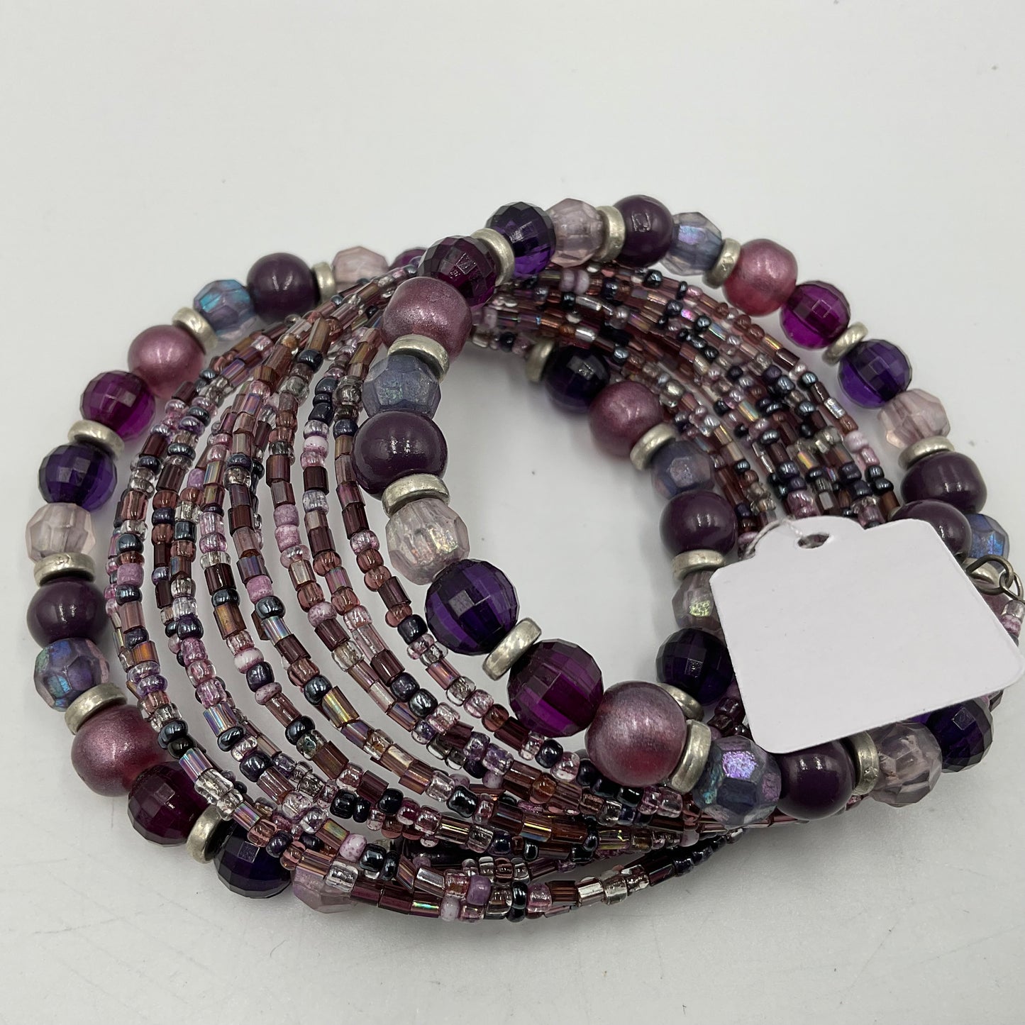 Handmade Beaded Wrapped Bracelet with Purple Beads