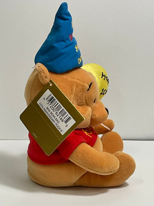Disney Store 10th Anniversary Winnie the Pooh Bear Vintage Mini Beanbag Beanie Plush Collectible Europe