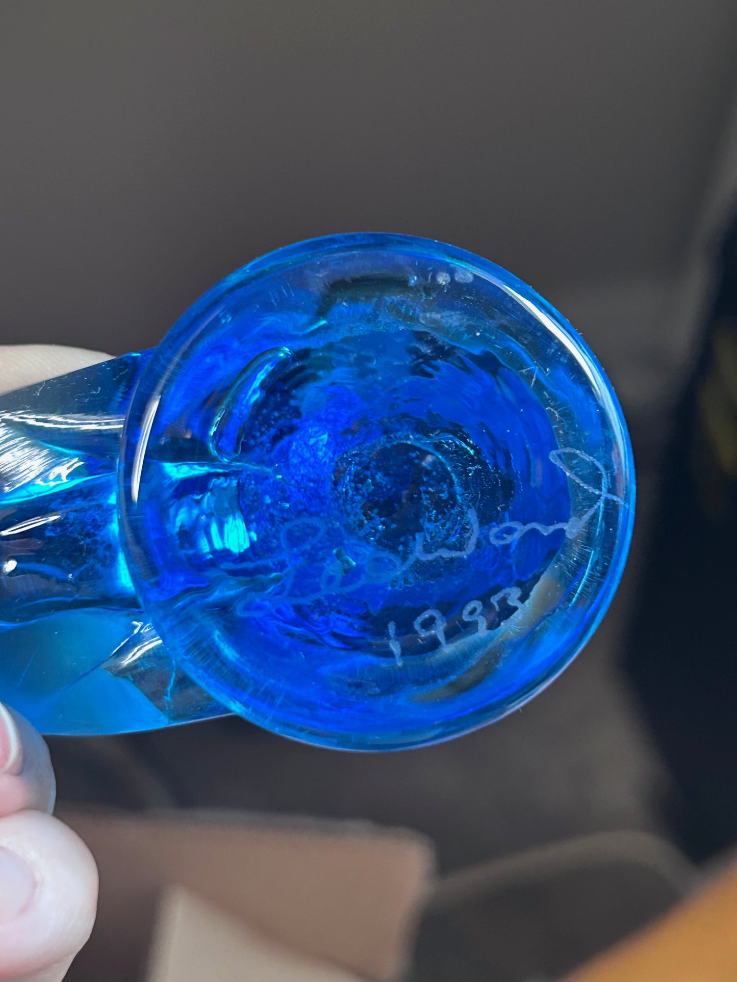 Leo Ward Vintage 1993 Artist Signed Bluebird of Happiness Hand Blown Glass Figurine