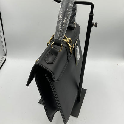 Badgley Mischka Monogram Black Studded Satchel Handbag Goldtone Hardware New with Tags NWT