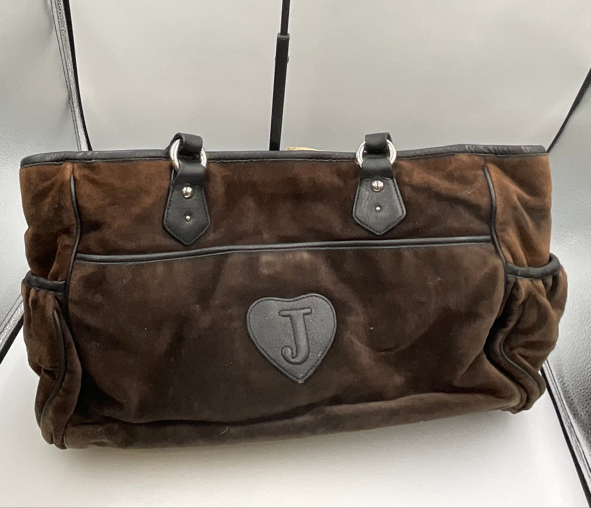 Vintage Y2K Juicy Couture Velour "Safety Pin" Satchel Bowler Bag