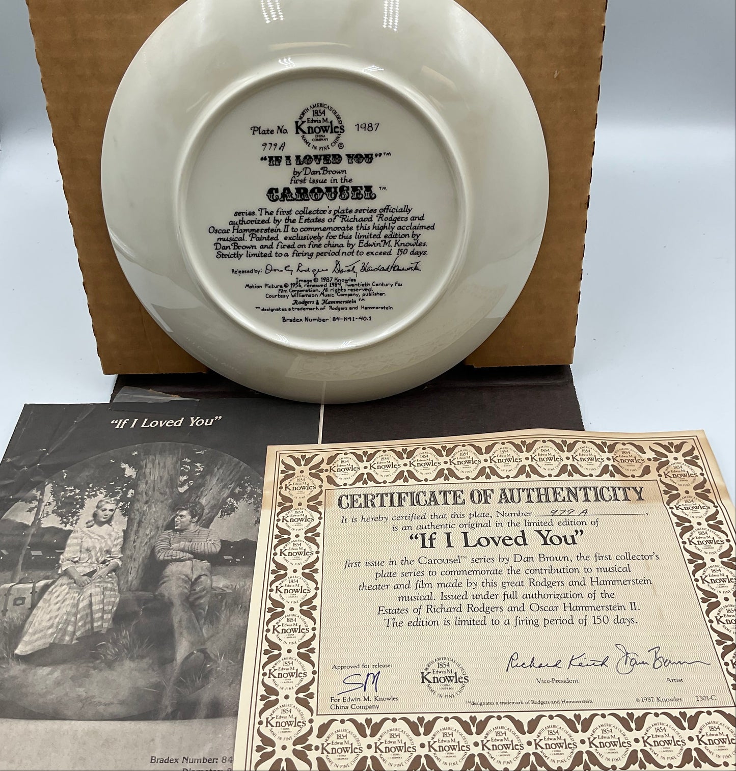 Erwin M. Knowles Bradford Exchange Limited Edition Vintage 1987 If I Loved You China Plate