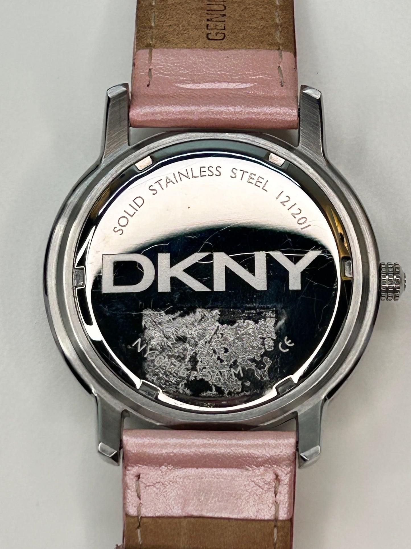 DKNY Pink Crystal Face Leather Band Water-Resistant Women's Watch