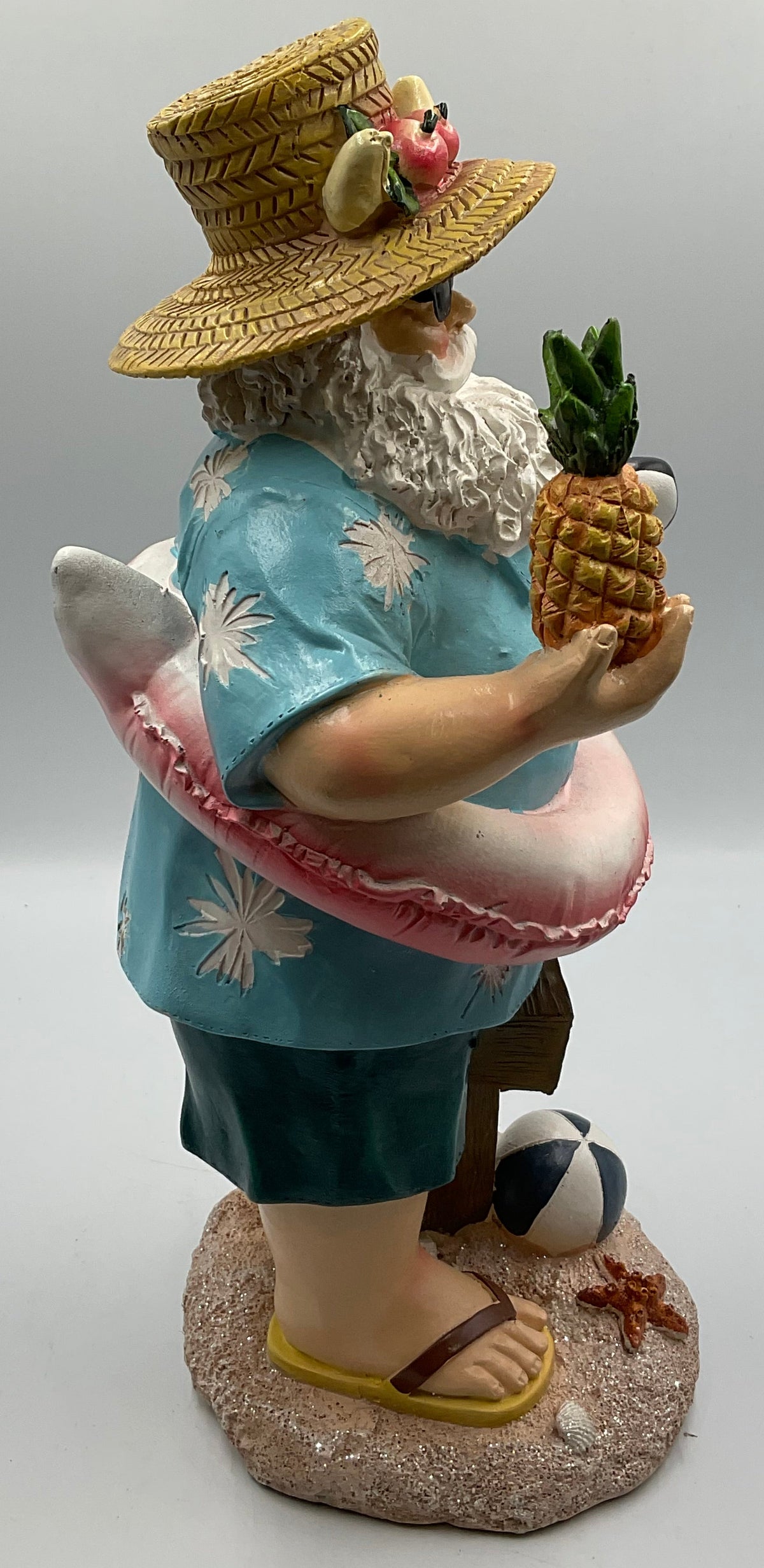 Beach Santa Claus Figurine Pineapple Flamingo Float Tropical Coastal Decor