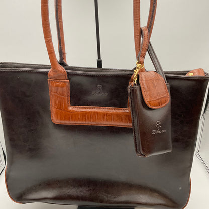 Bellerose Large Brown Tan Handbag Tote Purse with Little Hanging Case