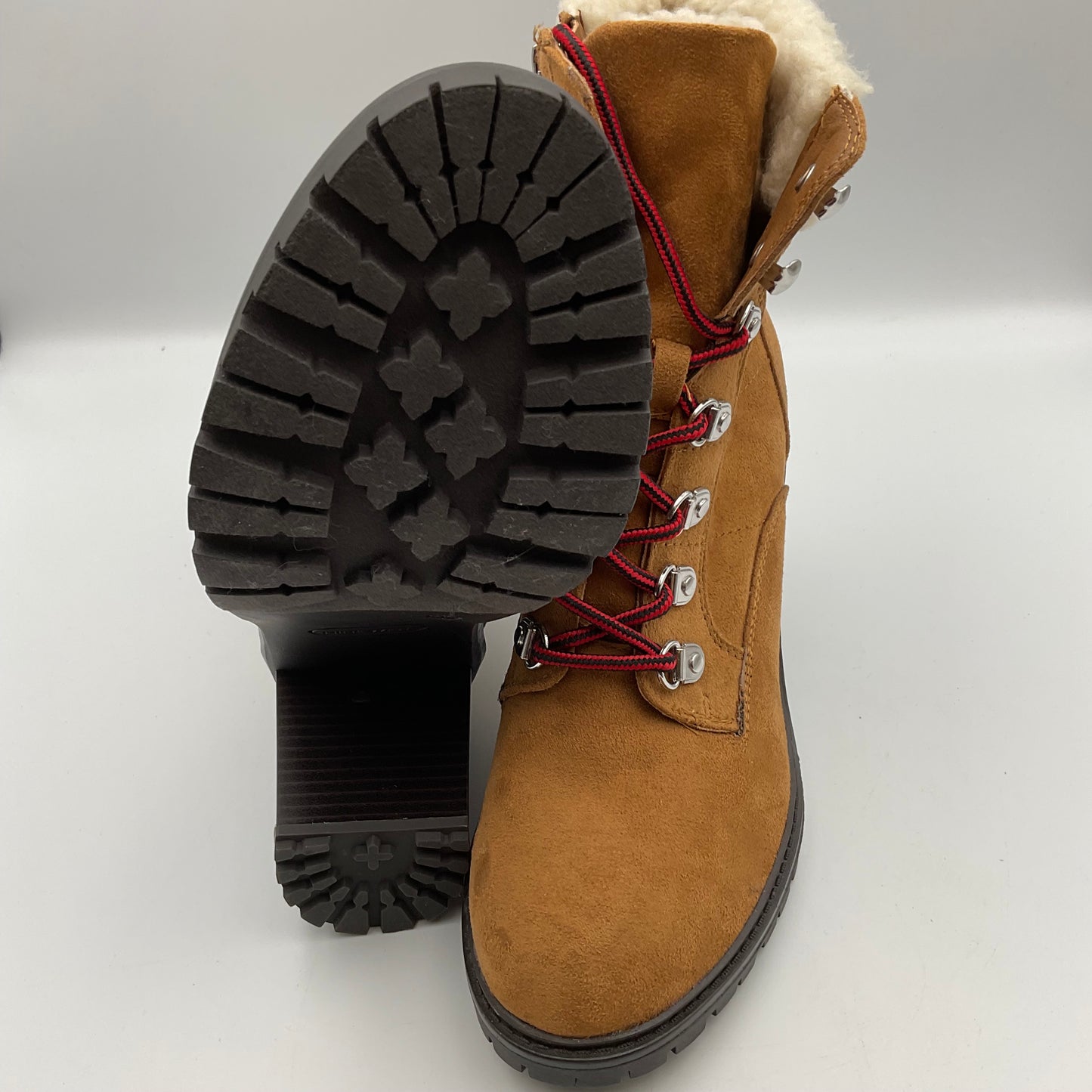 Nine West Brown High Heel Boots With Faux Fur