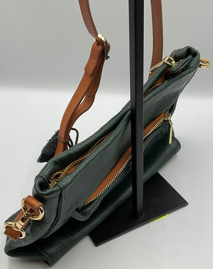 Valentina Italia Genuine Pebbled Leather Dark Forrest Green
