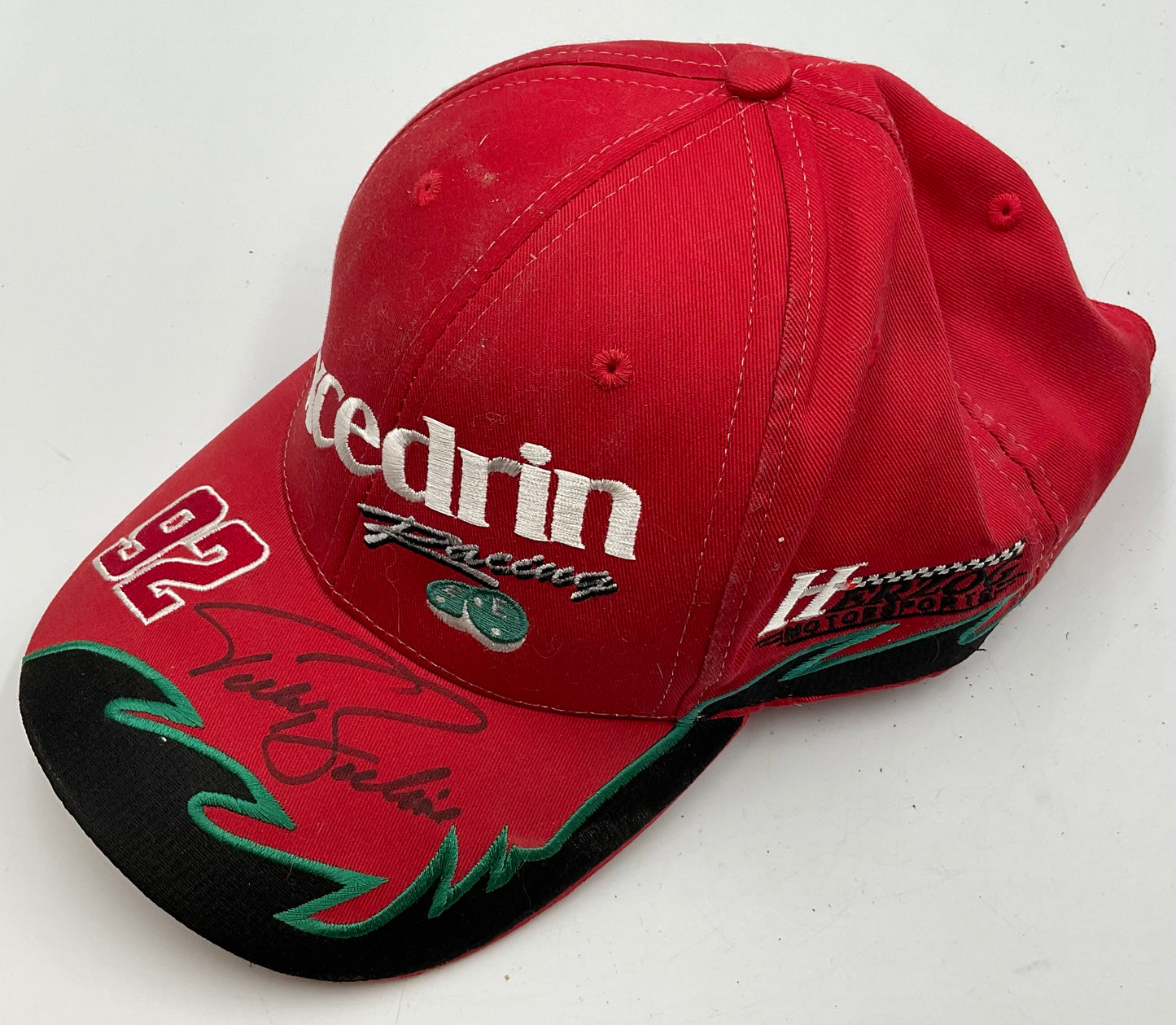 2001 Todd Bodine #92 Signed Excedrin Racing NASCAR Driver Red Hat