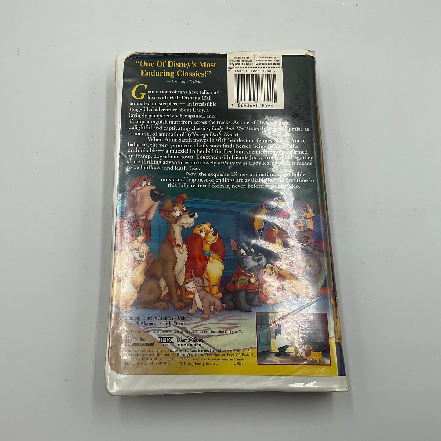 Walt Disney’s Lady and the Tramp Fully Restored VHS Tape with Clamshell Case