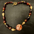 Mixed Bead Earthtone Goldtone Accents Necklace