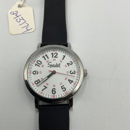 Speidel Men's Black Rubber Band White Face Easy Reader Watch