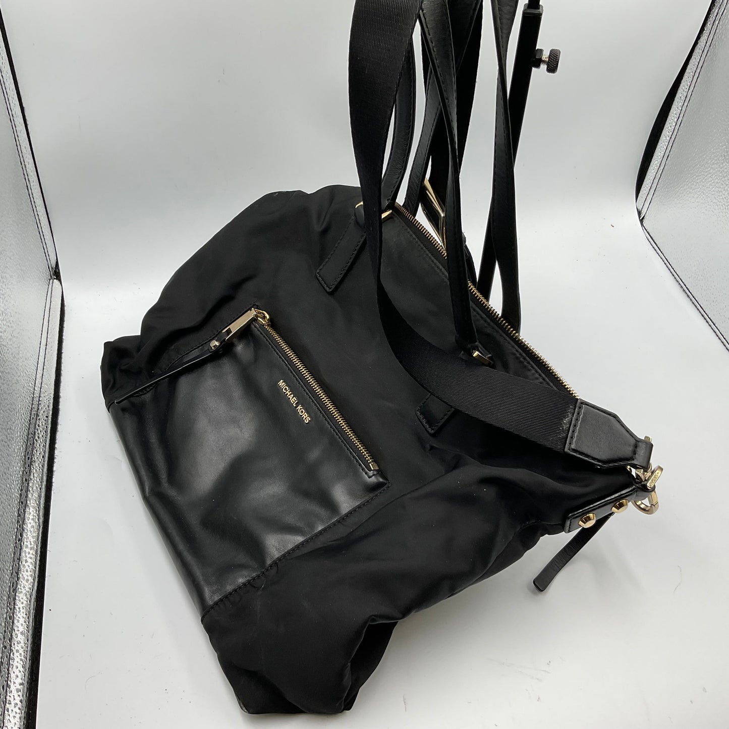 Michael Kors Black Tote Shoulder Bag Gold Hardware