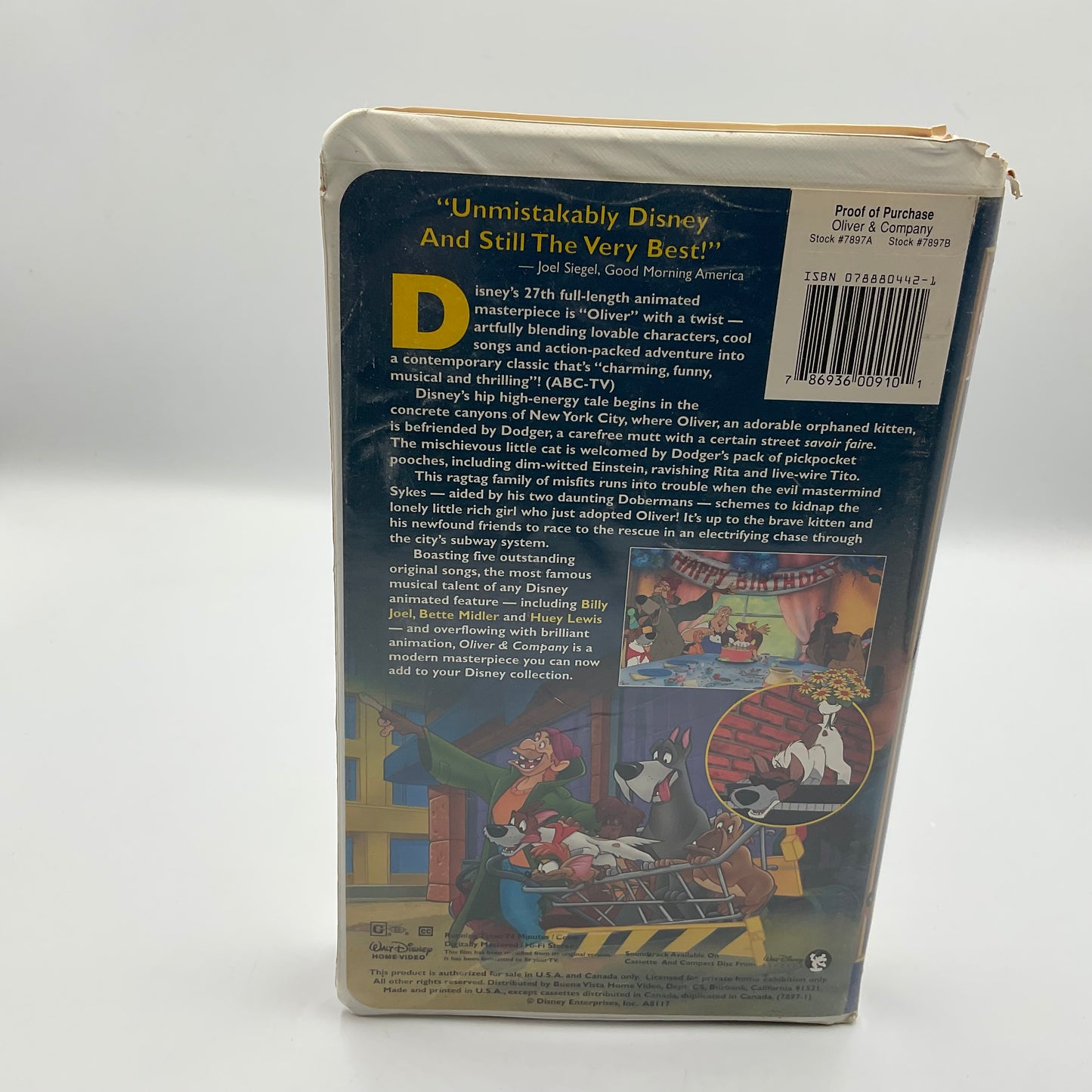 Walt Disney Masterpiece Oliver & Company VHS Tape