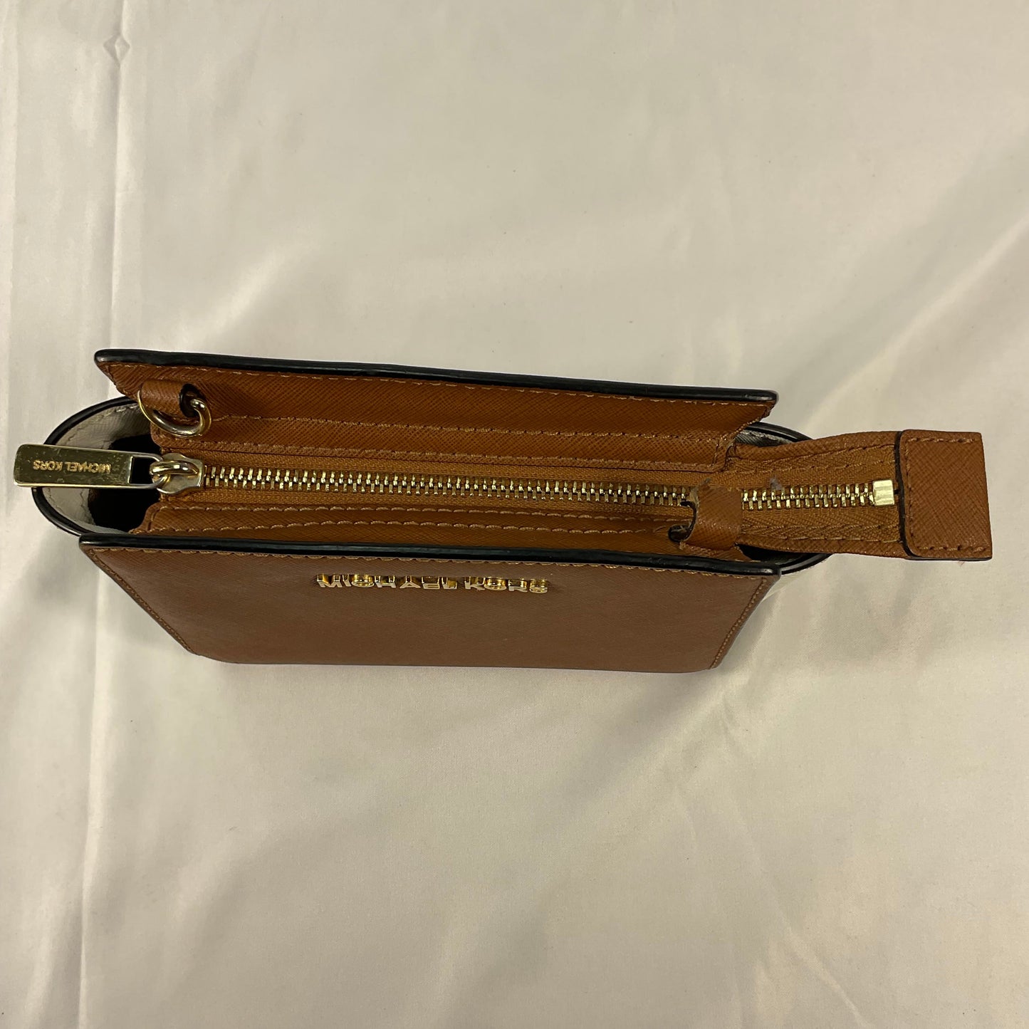 Michael Kors Brown Leather Small Selma Crossbody Bag Missing Strap Clasp Broken