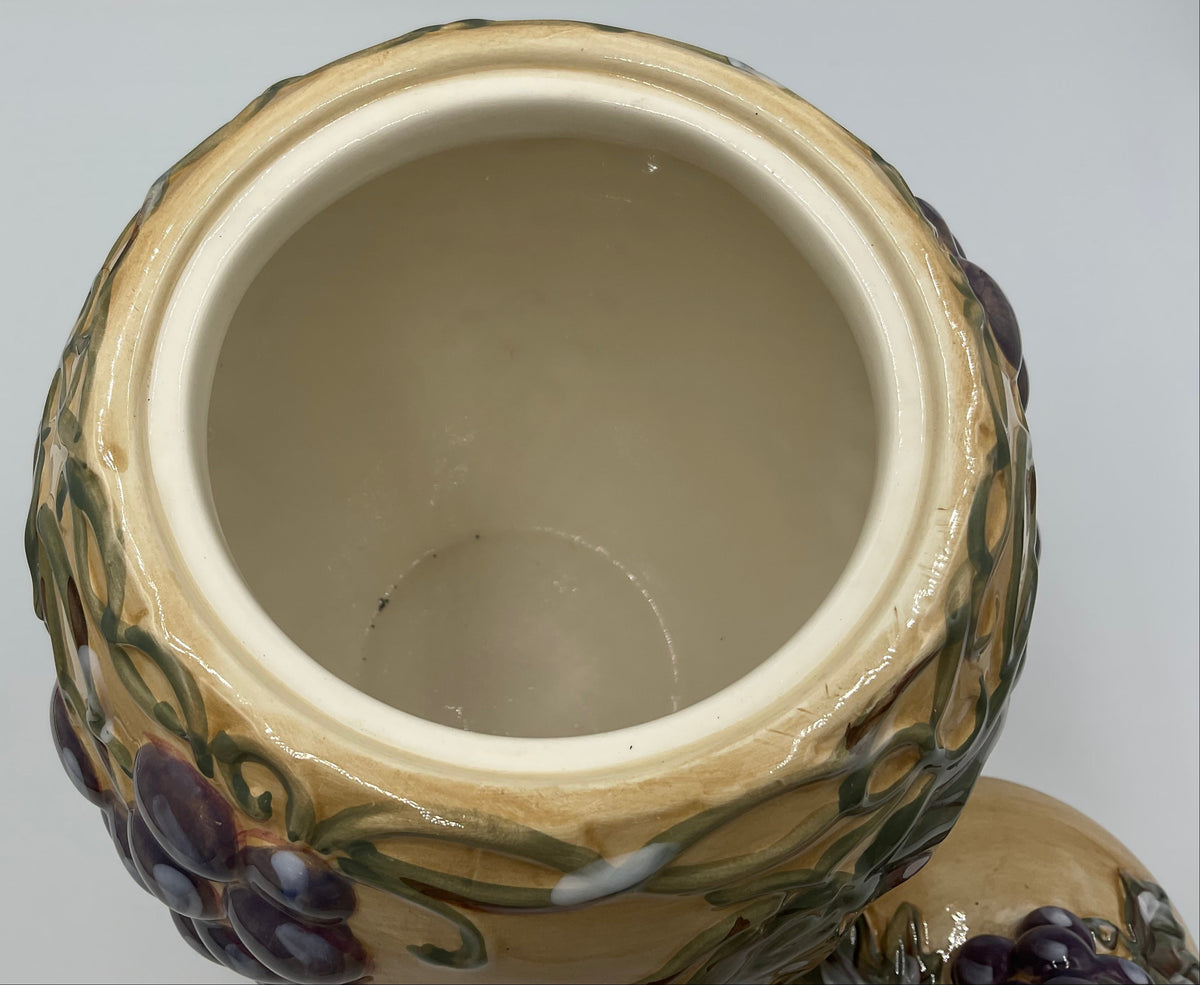 Noble Excellence Meritage Grape Vine Ceramic Covered Canister Jar