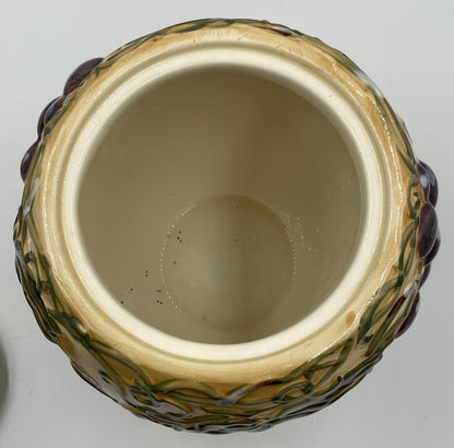 Noble Excellence Meritage Medium Grape Vine Ceramic Canister Jar w/ Lid