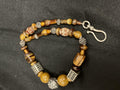 Brown and Silver Beaded Necklace