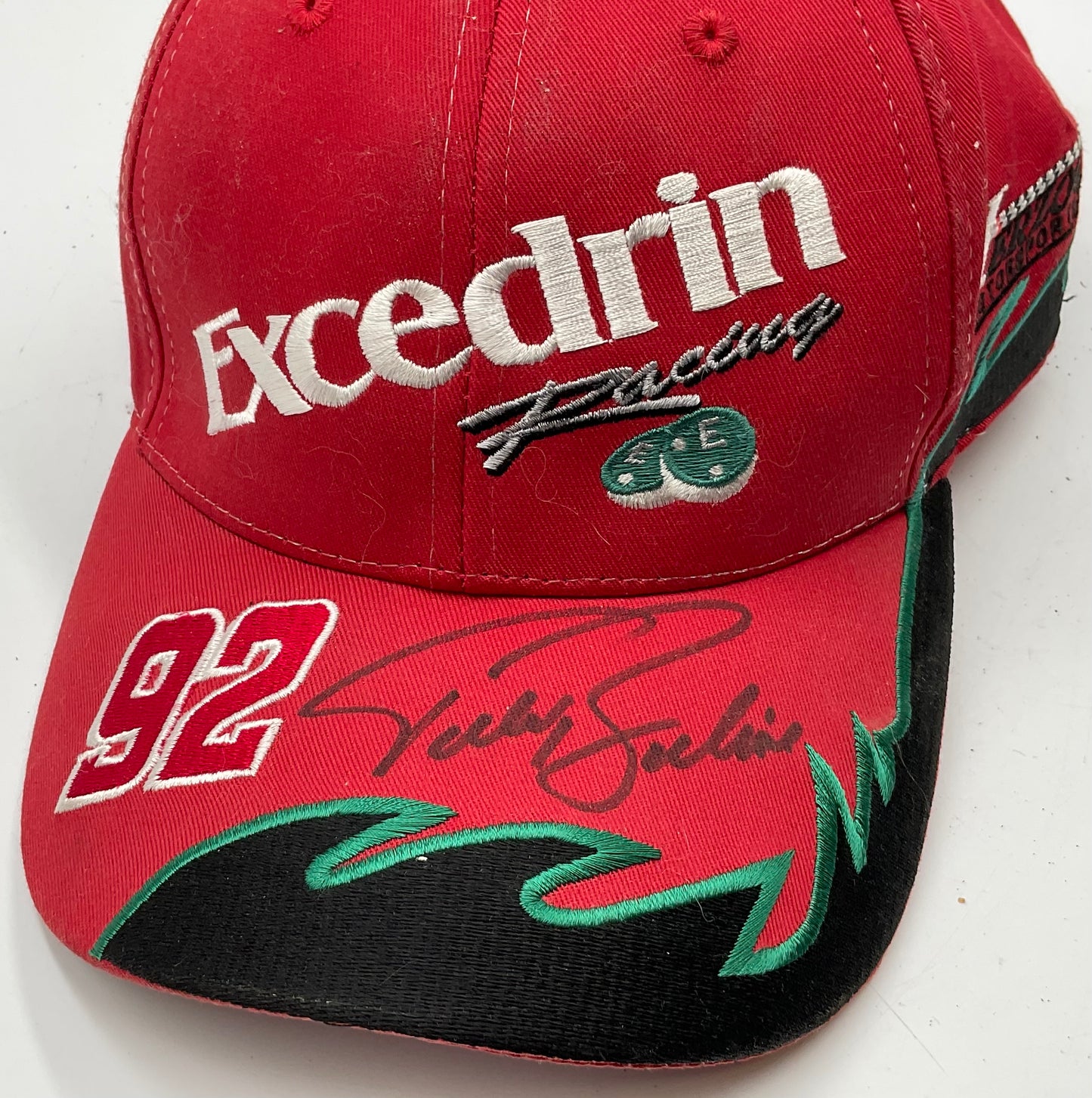 2001 Todd Bodine #92 Signed Excedrin Racing NASCAR Driver Red Hat