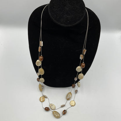 Long Earthtone Stone Design Fashion Jewelry Necklace