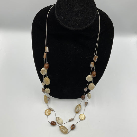 Long Earthtone Stone Design Fashion Jewelry Necklace