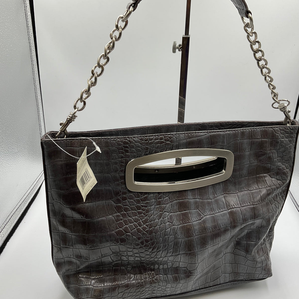 Liz Claiborne Gun Metal Gator Embossed shoulder bag gold chain purse