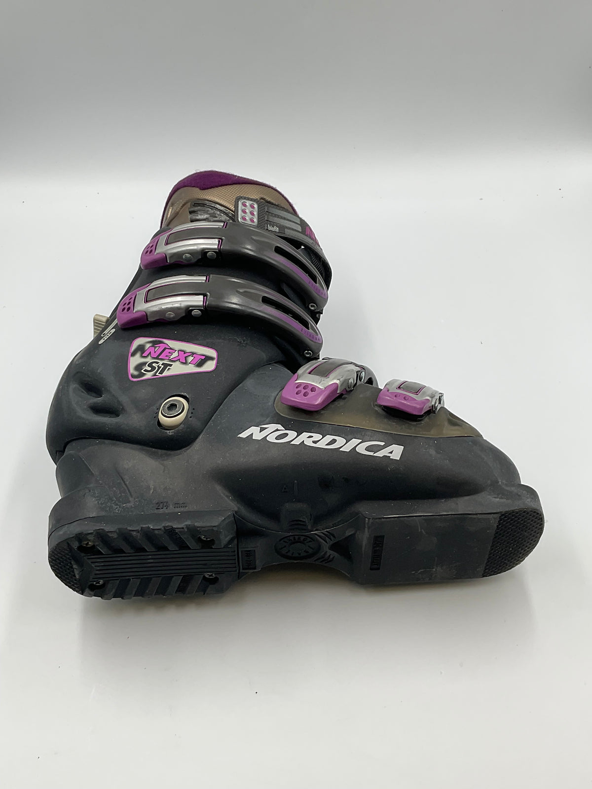 Nordica Next ST Women's Ski Boots Black Purple Flex Index 75-50 Size 23.5 Sole 274mm 4-Buckle