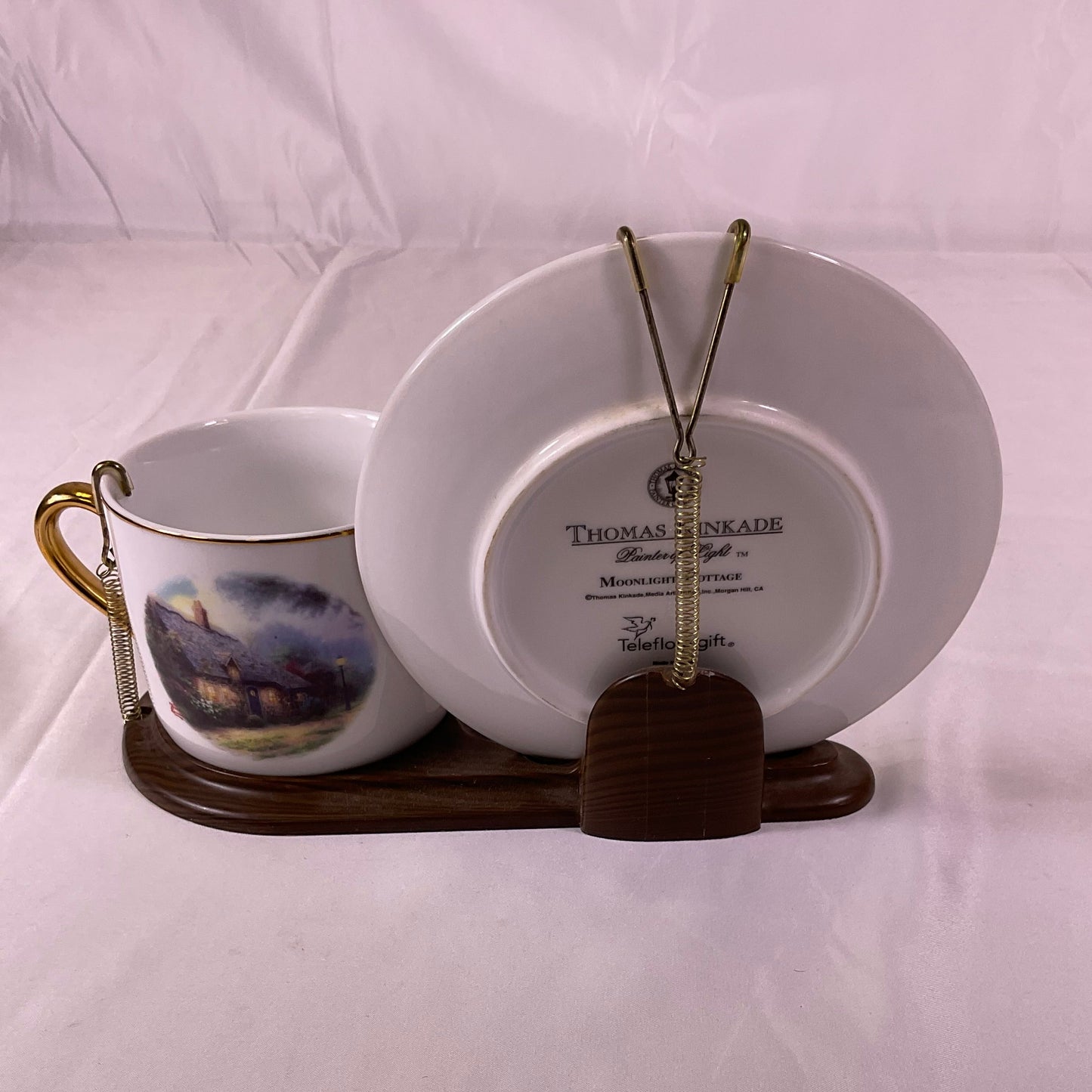Thomas Kinkade Moonlight Cottage Teacup Display Set Teleflora Gifts