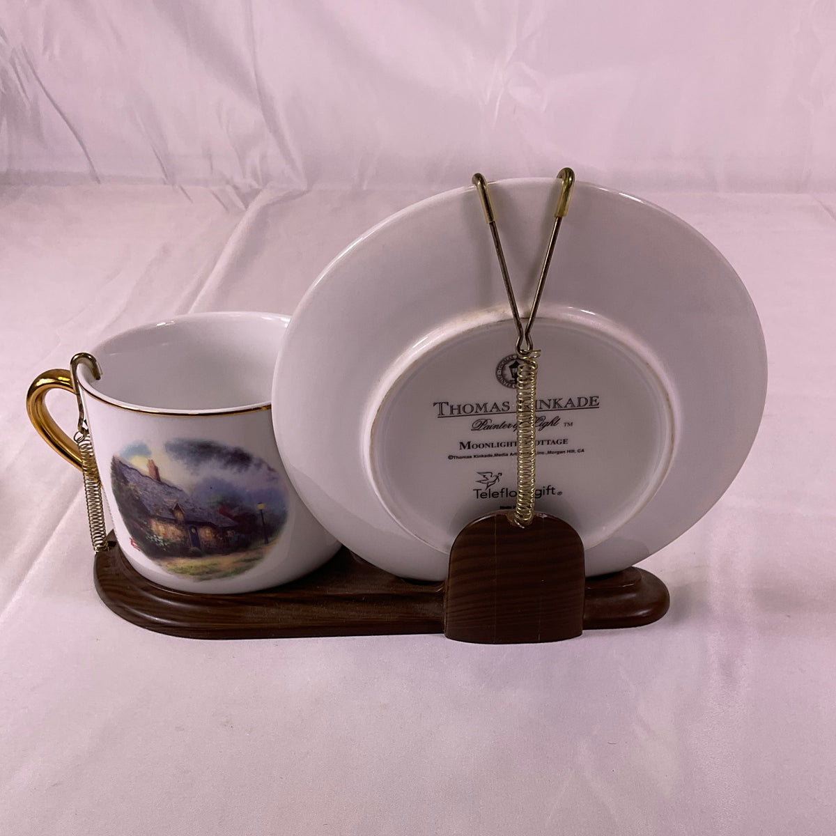 Thomas Kinkade Moonlight Cottage Teacup Display Set Teleflora Gifts