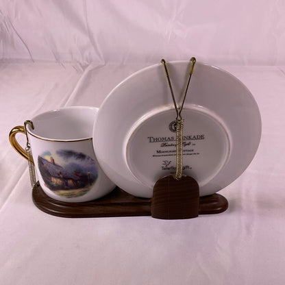 Thomas Kinkade Moonlight Cottage Teacup Display Set Teleflora Gifts