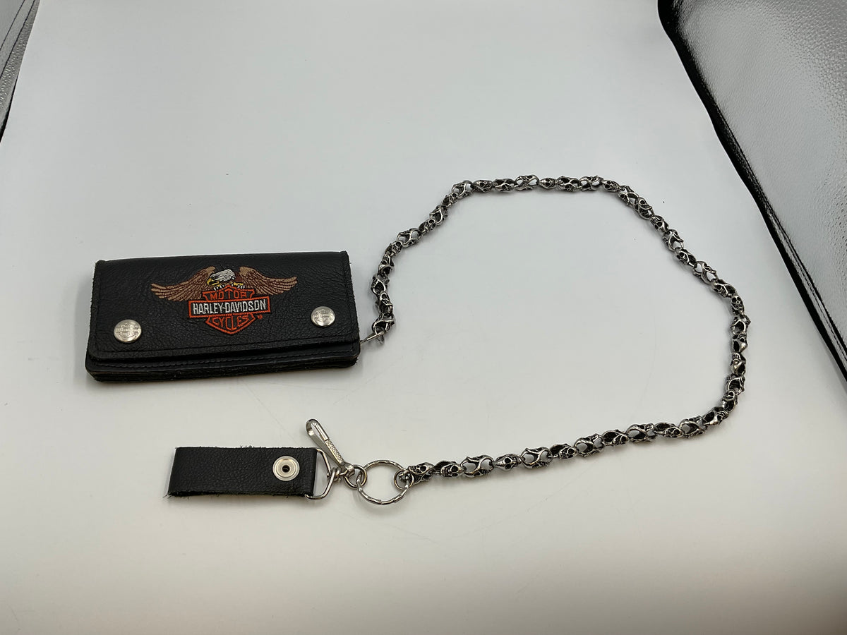 Harley-Davidson Embroidered Winged Eagle Bar & Shield Tri-Fold Biker Chain Wallet