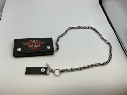 Harley-Davidson Embroidered Winged Eagle Bar & Shield Tri-Fold Biker Chain Wallet