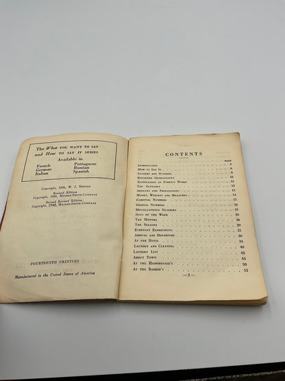 Antique “What You Want To Say In German And How To Say It” Book