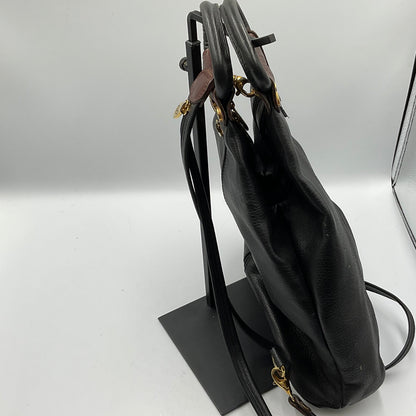 Vintage Valentina Italian Leather Convertible  Sling Backpack Purse Black
