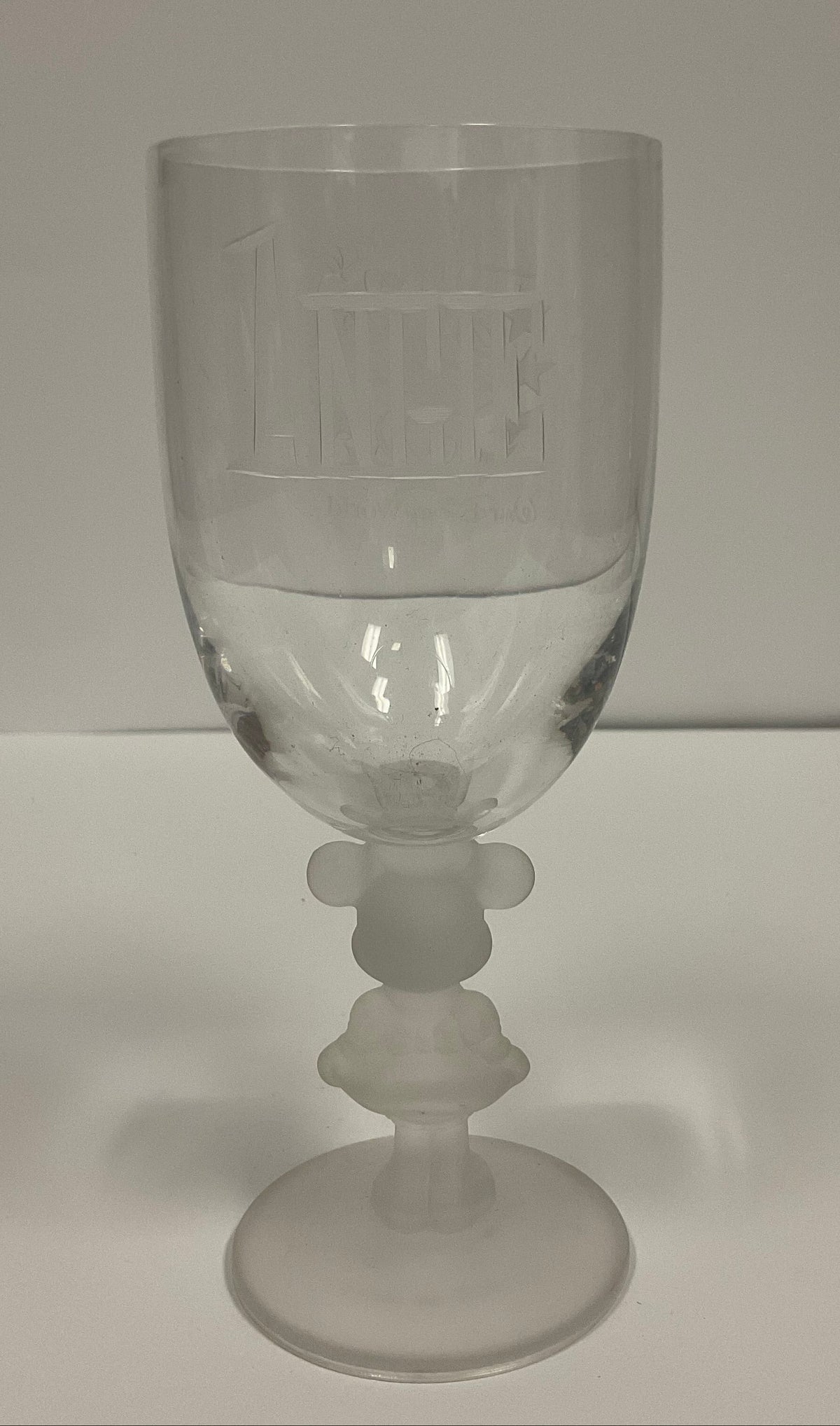 Stemmed Minnie Mouse Wine Glass Inscribed Walt Disney World Vintage 1996 25th Anniversary.
