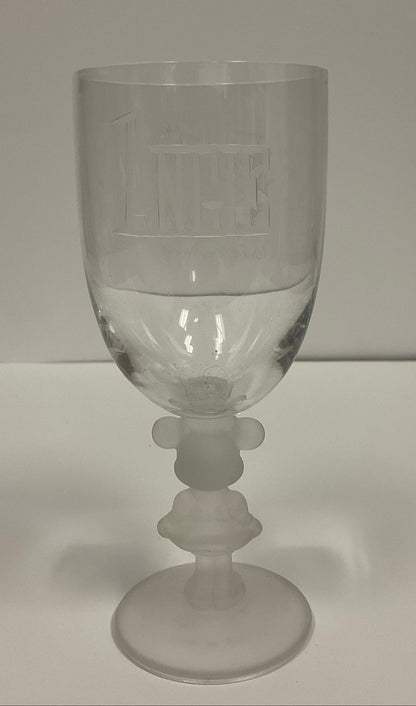 Stemmed Minnie Mouse Wine Glass Inscribed Walt Disney World Vintage 1996 25th Anniversary.