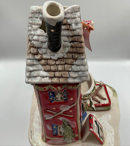 Blue Sky Clayworks Rudolph’s Flight School Tea Light Candle House