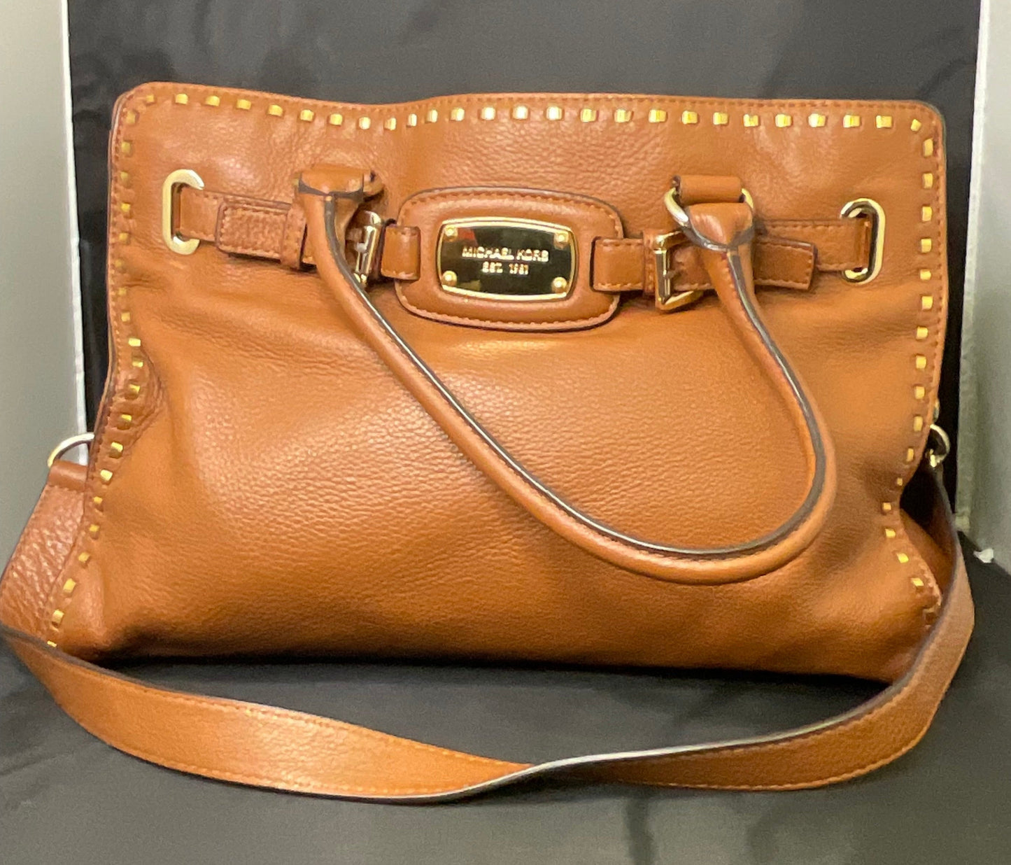Michael Kors Brown Leather Whipped Hamilton Tote Bag and Wallet