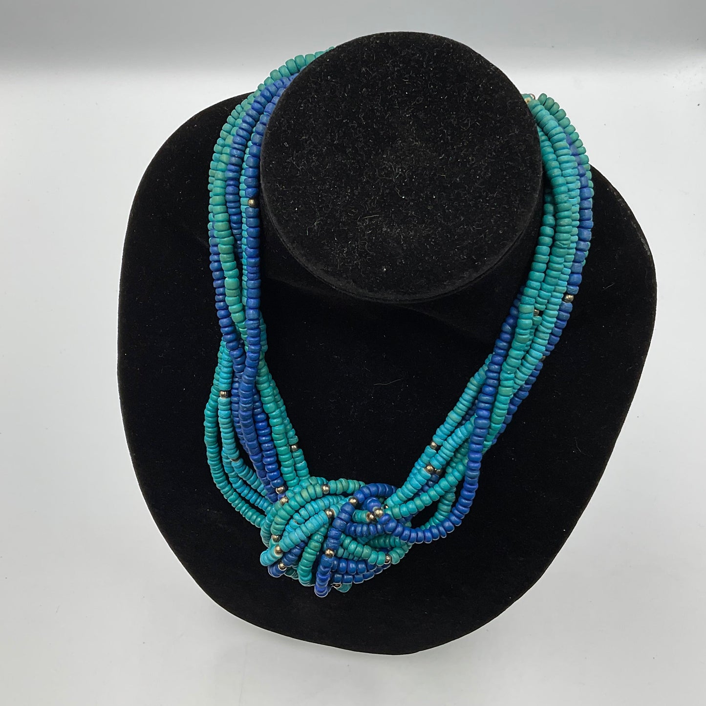 Multi Blue Bead Necklace