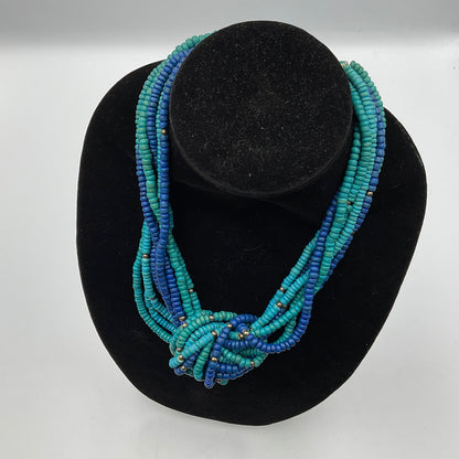 Multi Blue Bead Necklace