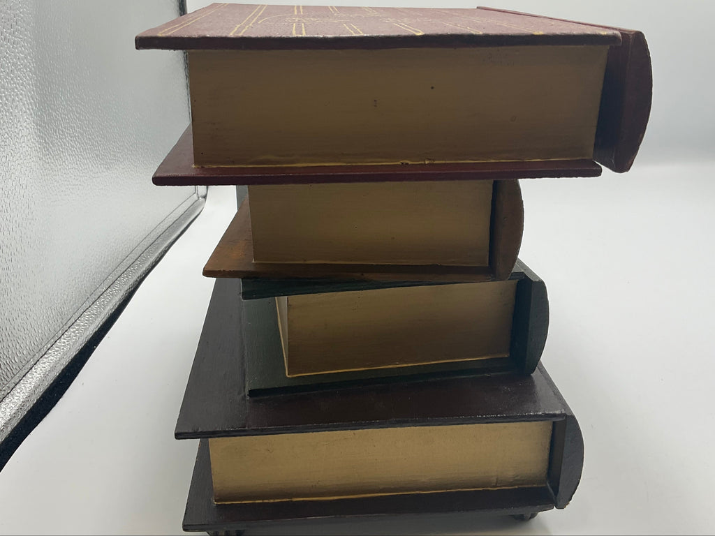 Stacked Faux Books Trinket Box Keepsakes Faux Leather Book Drawers
