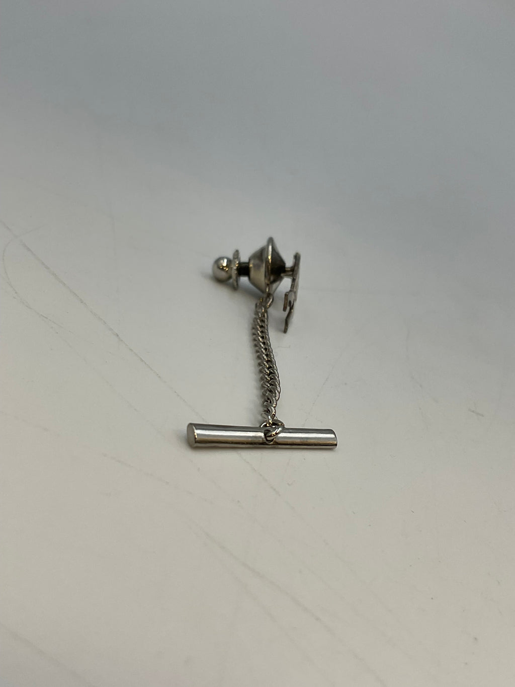 Kokopelli Tie Tack with T-Bar Chain Sterling Silver