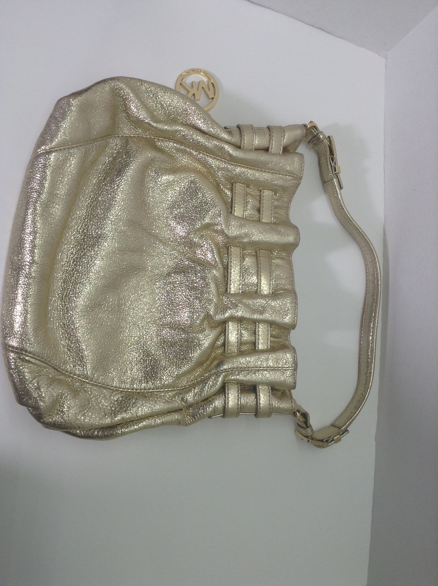 Michael Kors Edie Radiant Gold Metallic Shoulder Bag