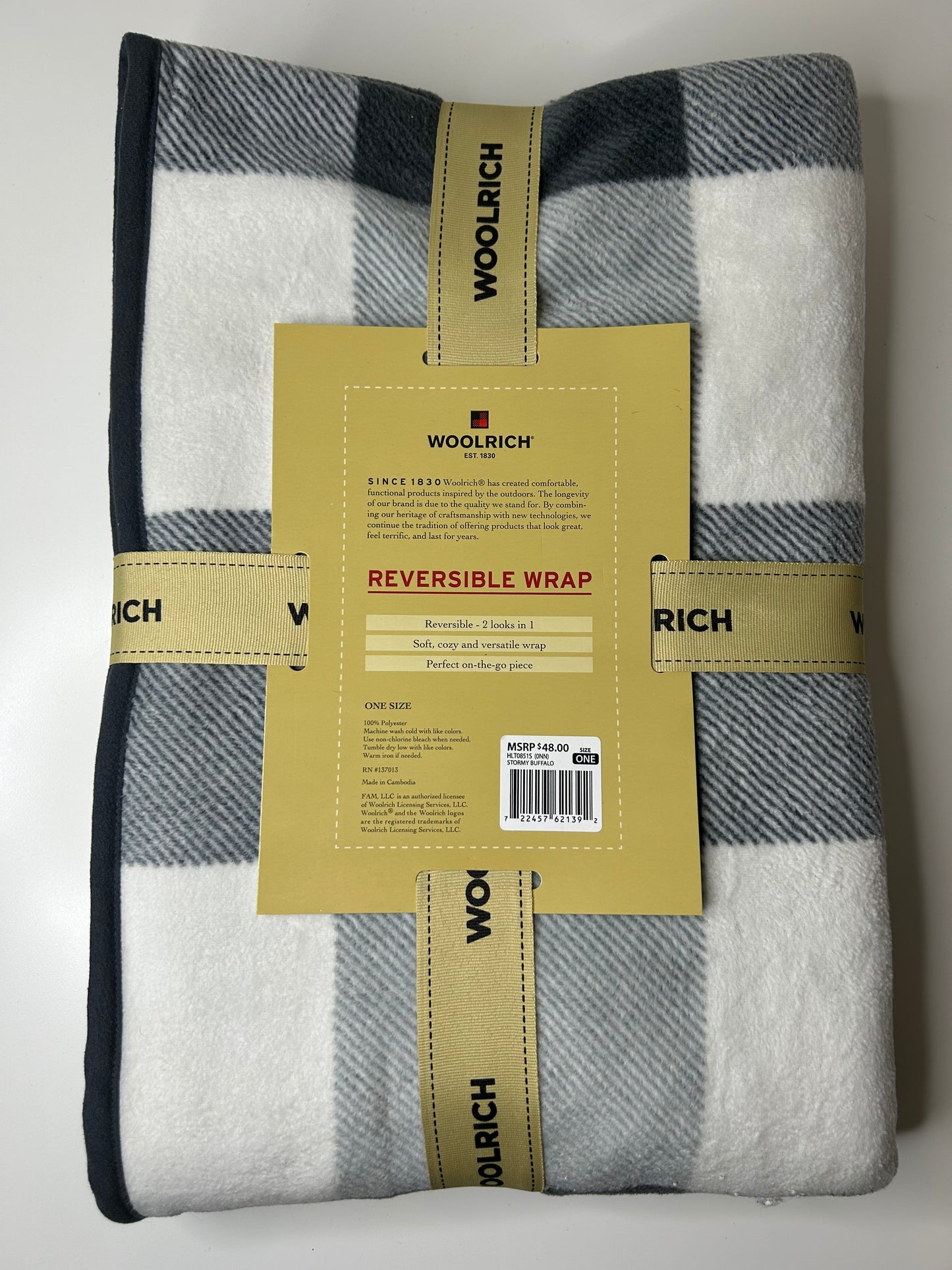 Woolrich Reversible Wrap - Stormy Buffalo