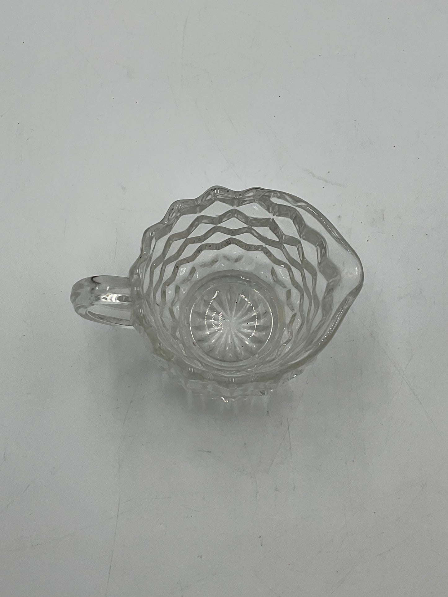 Vintage Fostoria American Clear Glass Creamer,Open Sugar Bowl and Matching Under Tray